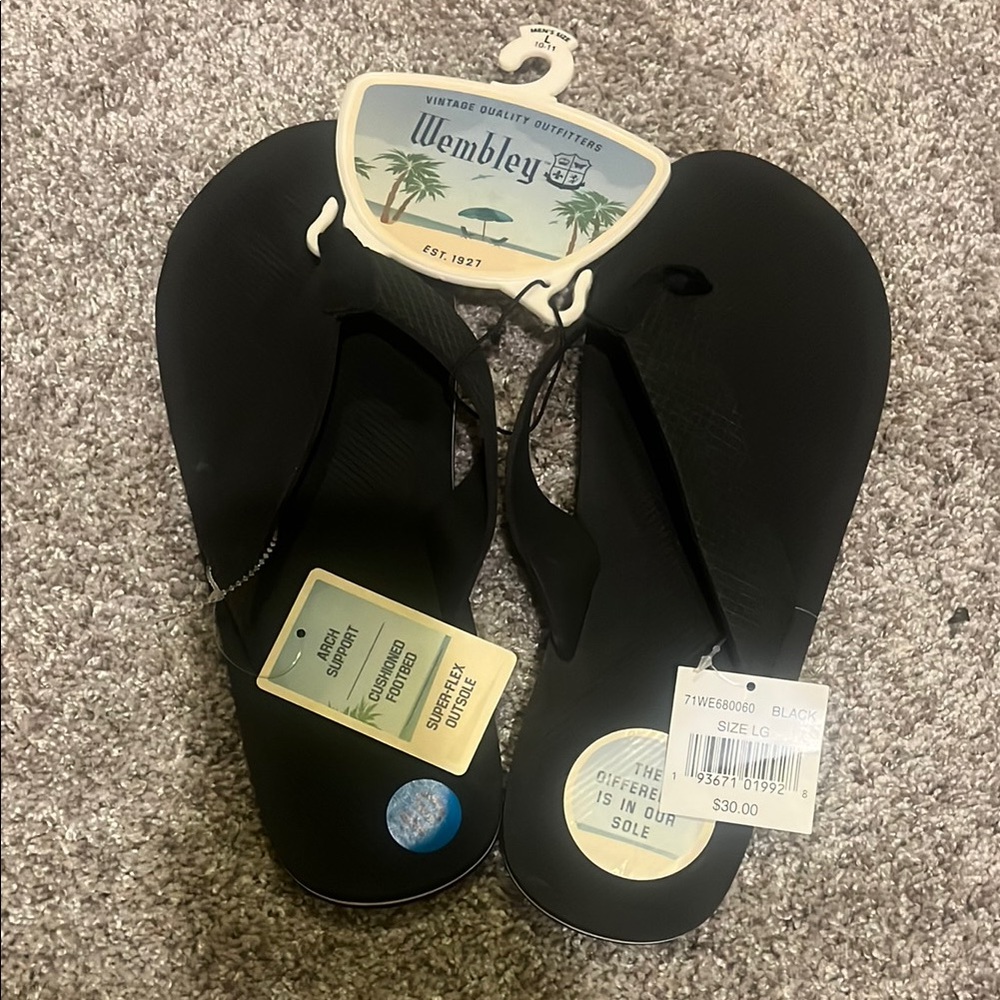 Wembley Black Flip Flops